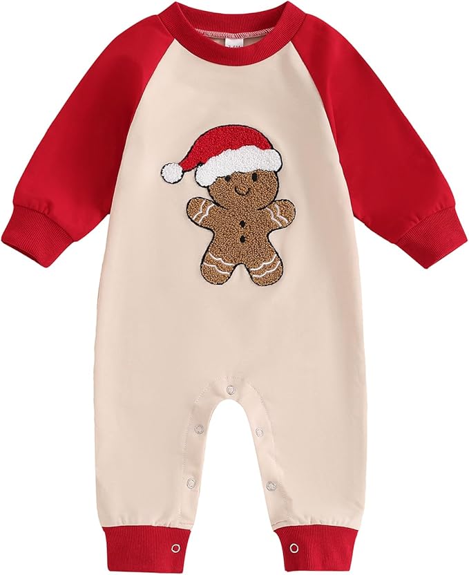 Loalirando Combinaison de Noël Bébé Unisexe à Manches Longues, Grenouillère Pyjama de Noël Infantile (0-18 mois)
