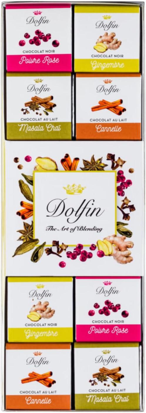 Dolfin® | Caisse de 24 Carrè Assortis | Chocolats assortis 12 saveurs épicées | Chocolats cadeaux | Boites de Chocolats - 108 Gr – Image 2