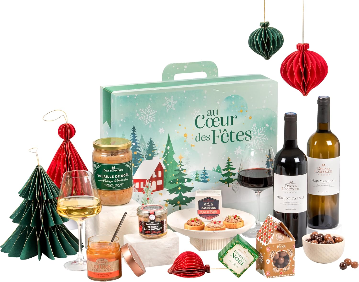 DUCS DE GASCOGNE - Coffret Gourmand "Joyeux Noël" - Comprend 8 produits dont deux vins - Spécial Cadeau (987136)