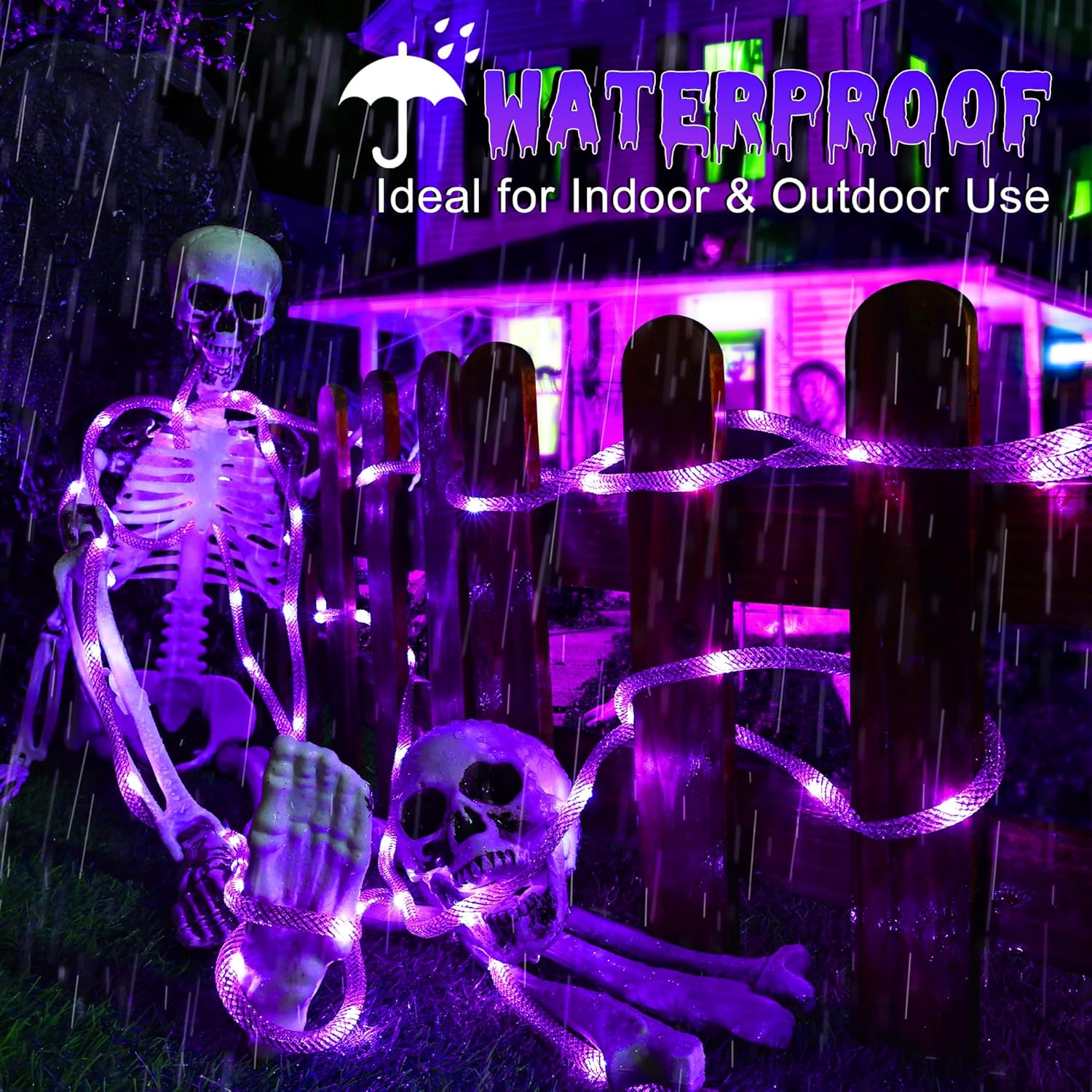 BrizLabs Halloween Guirlande Lumineuse Intérieur, 36 LED Violet Noël Guirlande Guinguette à Piles Avec Minuterie Extérieur Décoration Lumière pour Jardin Maison Mariage Patio Cour Horreur Fête Vase – Image 3