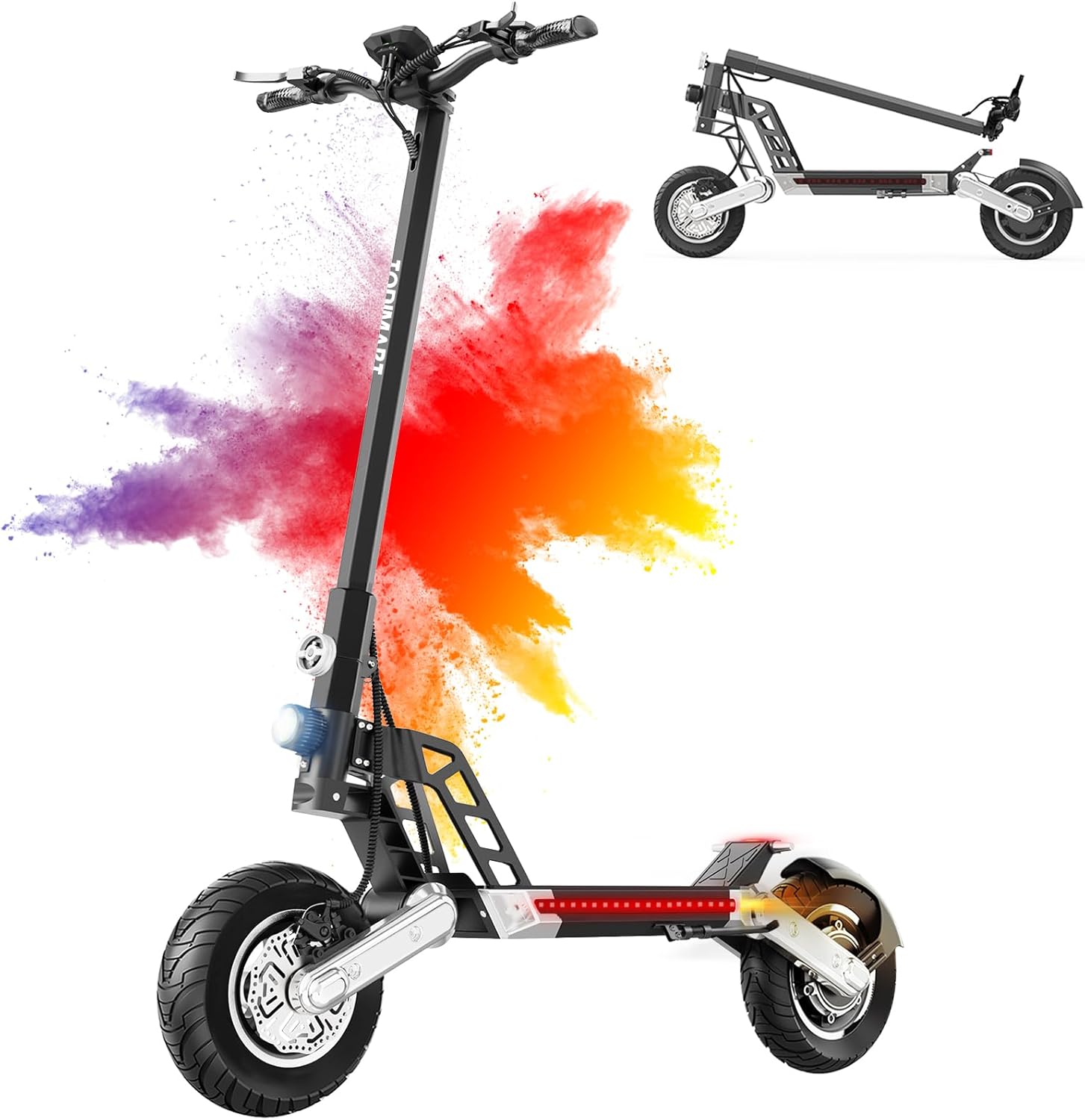 TODIMART Trottinette Electrique Adulte S7/S13 Moteur 1000W/1600W Batterie 48V 13Ah/48V 20.8Ah 45-85KM Autonomie Pneus Tout Terrain Double Suspension Verrouillage électrique des Portes avec clé
