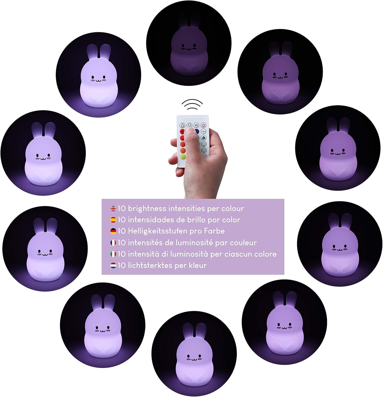 Veilleuse Enfant avec Télécommande, Contrôle Tactile 16 Couleurs - BONNYCO | Lapin Veilleuse Bébé avec Minuterie | Lampe Veilleuse Led Sans BPA | Veilleuse Enfant Rechargeable Cadeau Bebe Fille – Image 4