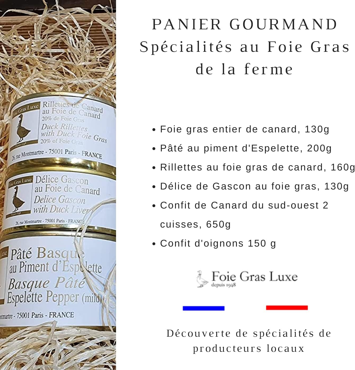 Coffret Foie Gras Confit - Panier Gourmand Coffret Cadeau Sans Alcool - 5 Spécialités de la Ferme au Foie Gras - 100% FR - Sans additifs Sans Conservateurs Sans OGM – Image 4