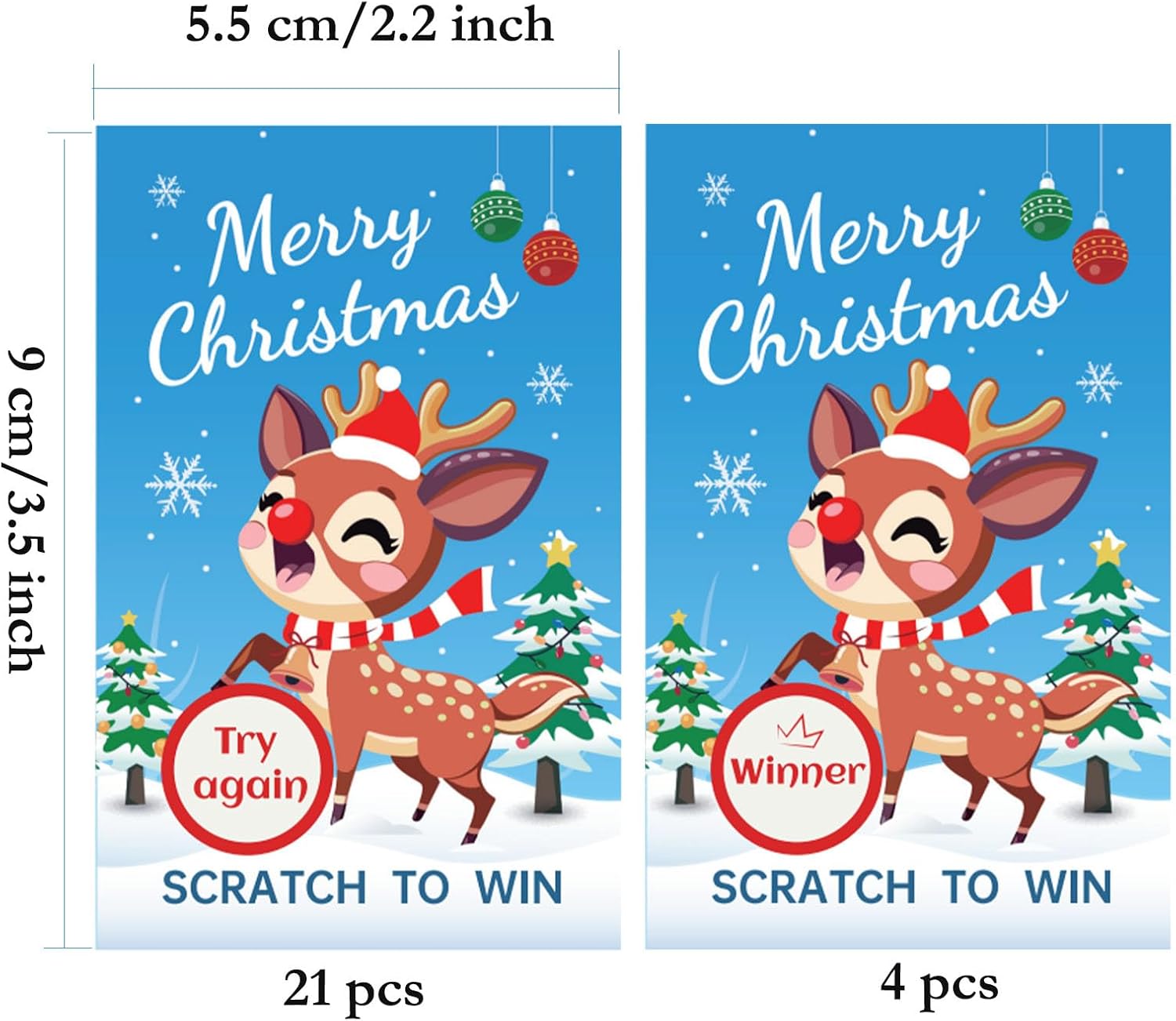 Lot de 25 Cartes à Gratter de Noël 🎁 | Cartes Festives Renne avec Gagnants/Perdants | Jeux de Groupe pour Fêtes, Noël, Mariage, Nouvel An – Image 5