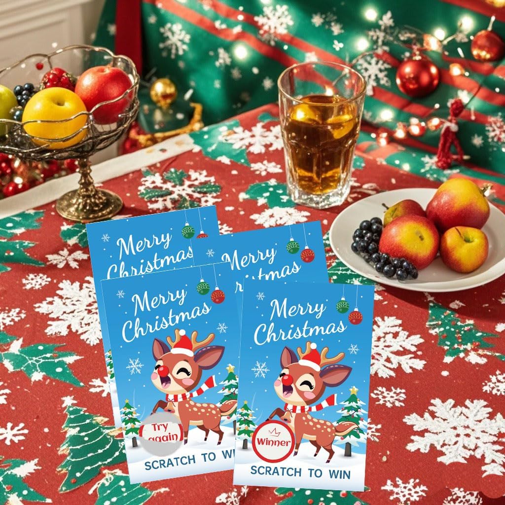Lot de 25 Cartes à Gratter de Noël 🎁 | Cartes Festives Renne avec Gagnants/Perdants | Jeux de Groupe pour Fêtes, Noël, Mariage, Nouvel An – Image 6